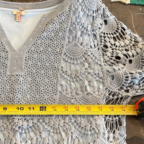 Reba Ombré Blue Crochet Lace Top - Picture 10 of 13